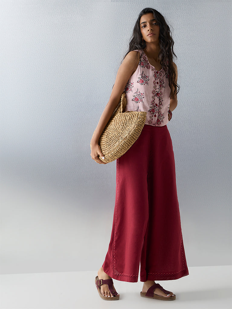 Bombay Paisley Pink Floral Design Cotton Top