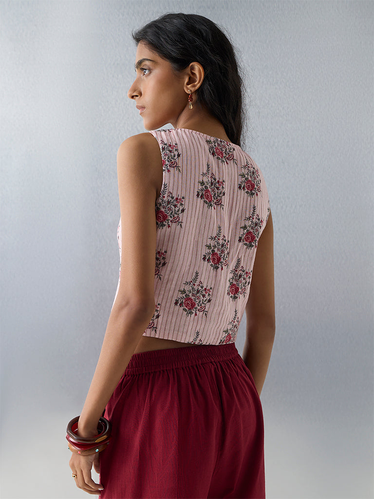Bombay Paisley Pink Floral Design Cotton Top