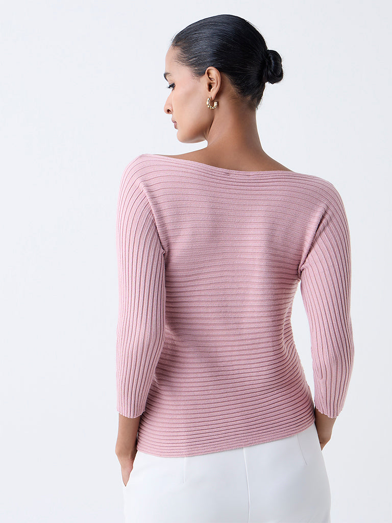 Wardrobe Pink Self-Striped Top