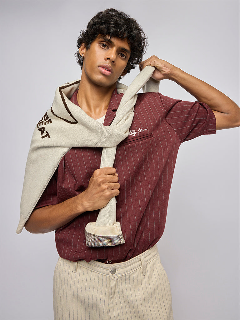 Nuon Wine Pinstriped Relaxed-Fit Shirt