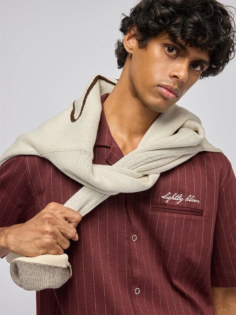 Nuon Wine Pinstriped Relaxed-Fit Shirt