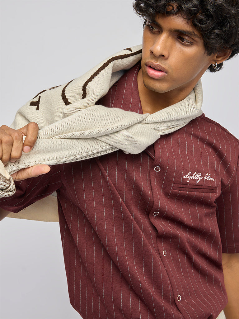 Nuon Wine Pinstriped Relaxed-Fit Shirt