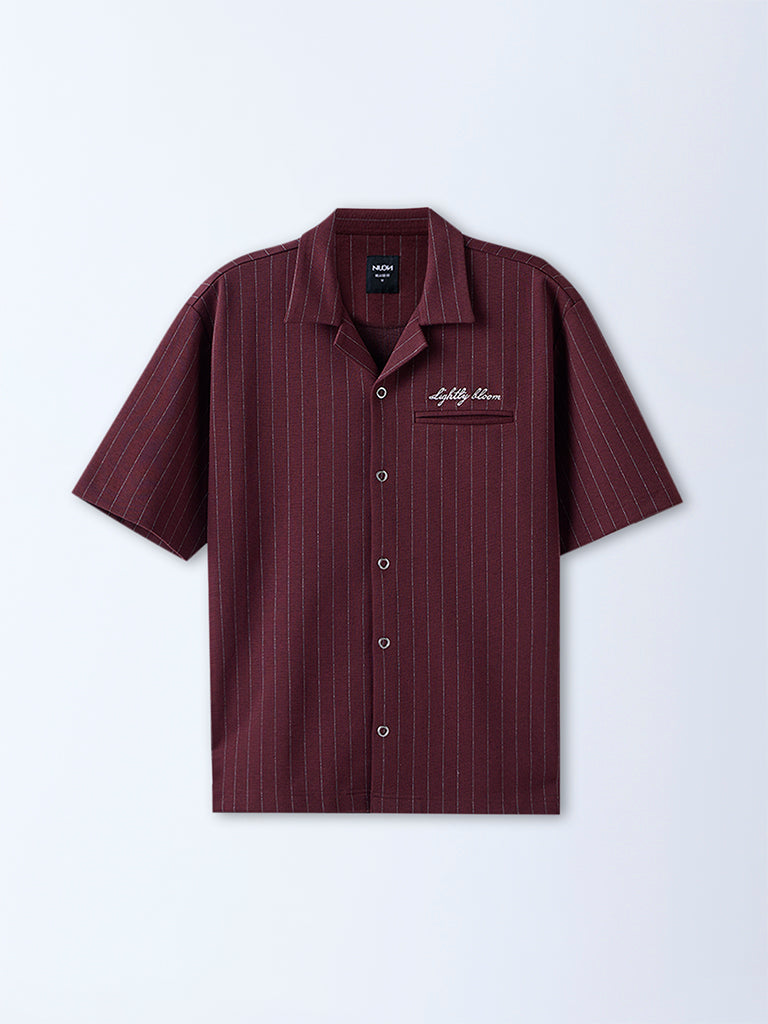 Nuon Wine Pinstriped Relaxed-Fit Shirt