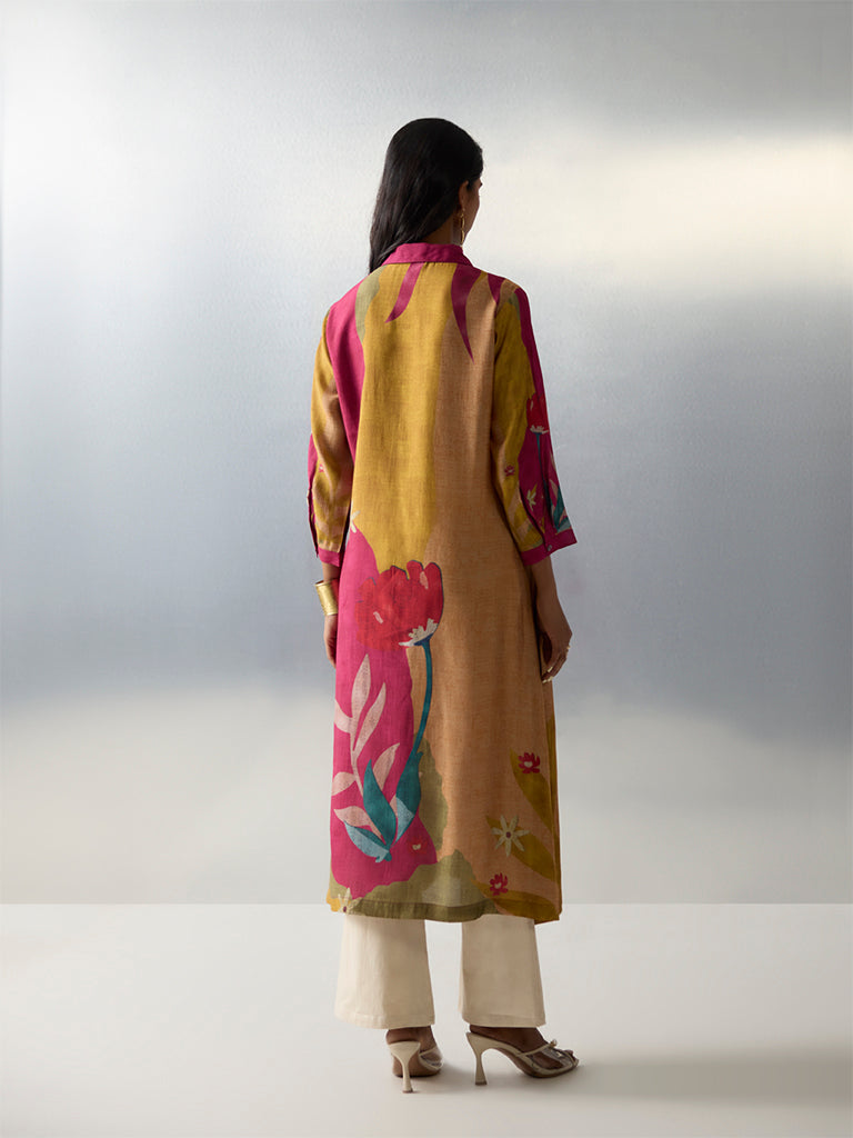 Utsa Multicolour Floral Printed A-Line Kurta