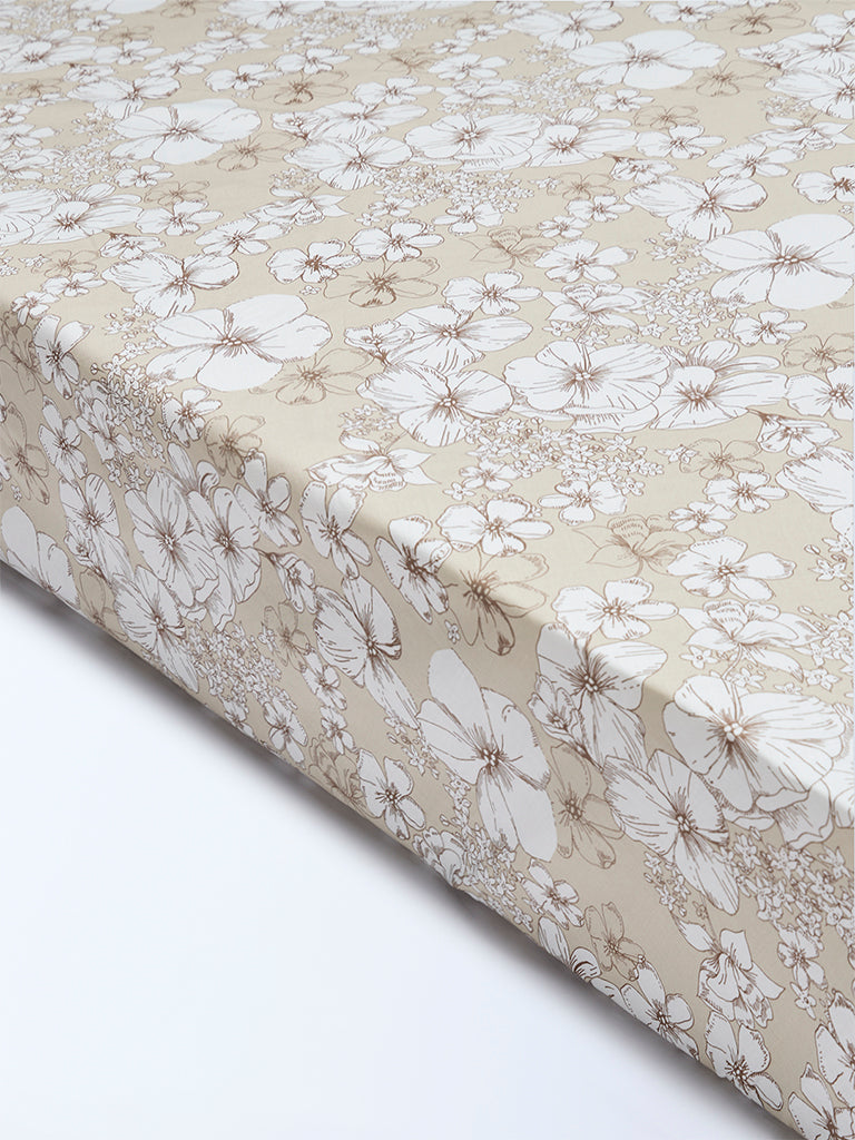 Westside Home Beige Floral Pattern King Bed Sheet Set