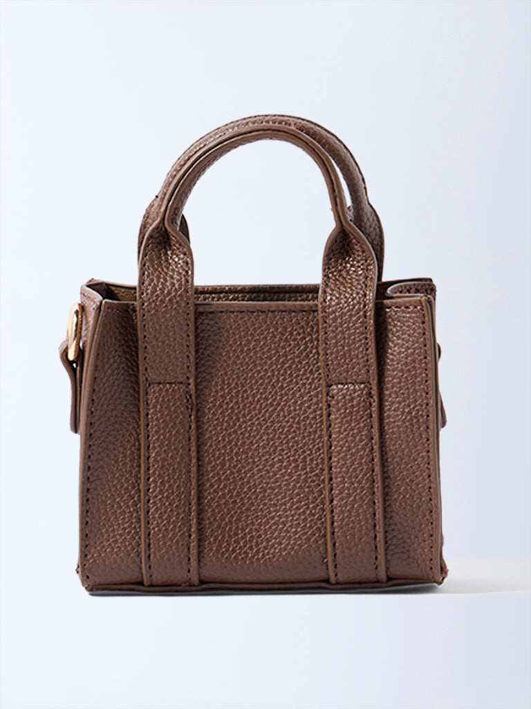 Westside Brown Textured Mini Sling Bag