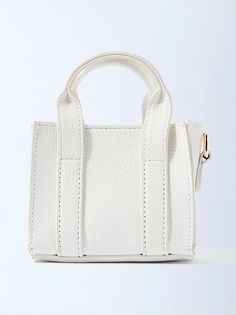 Westside White Textured Mini Sling Bag