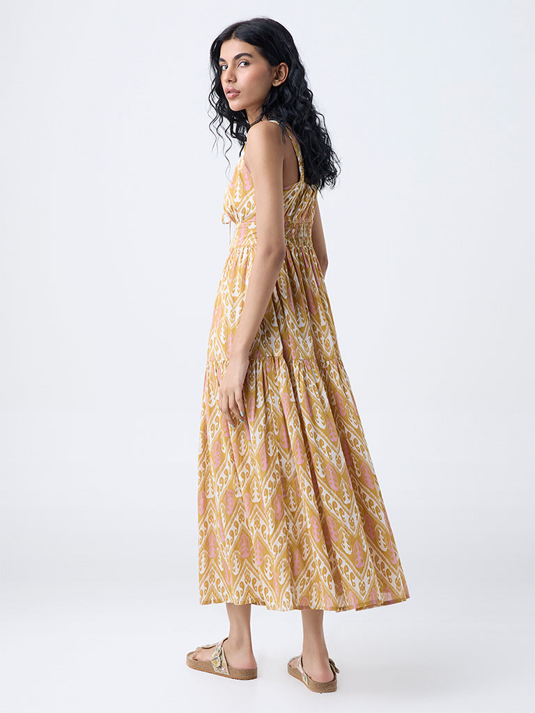 Bombay Paisley Mustard Paisley Design Cotton A-Line Dress