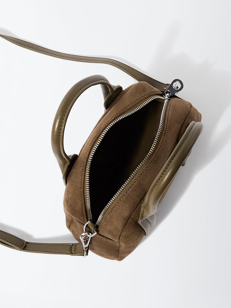Westside Olive Suede Bowling Bag