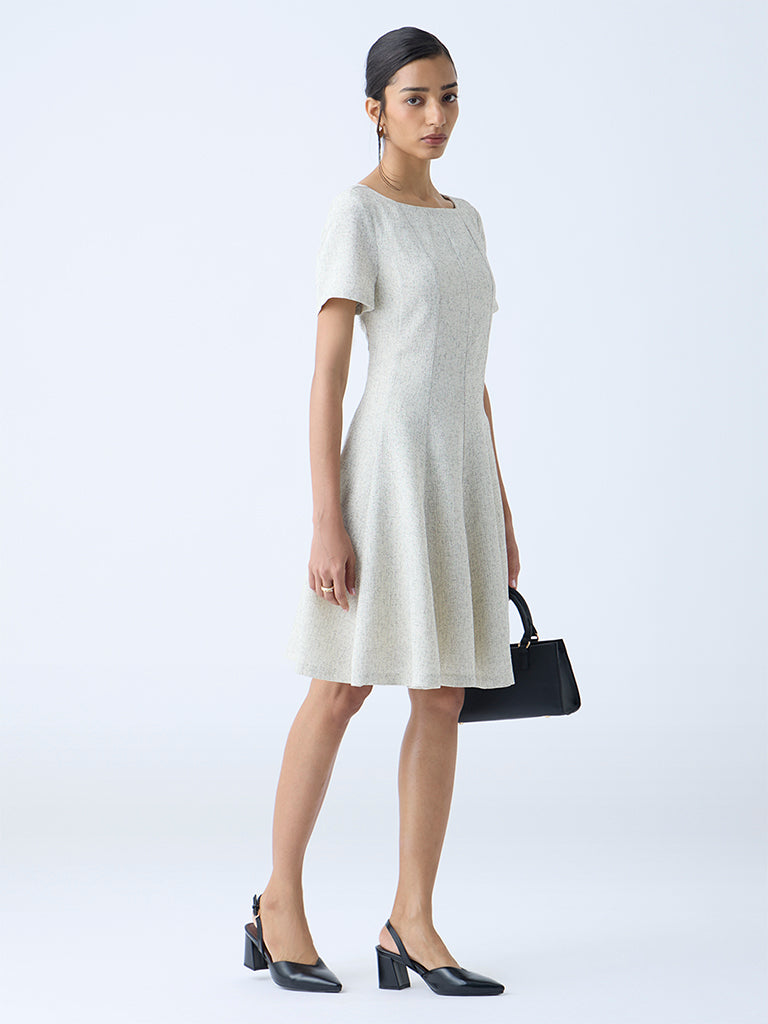 Wardrobe Off-White Melange A-Line Dress