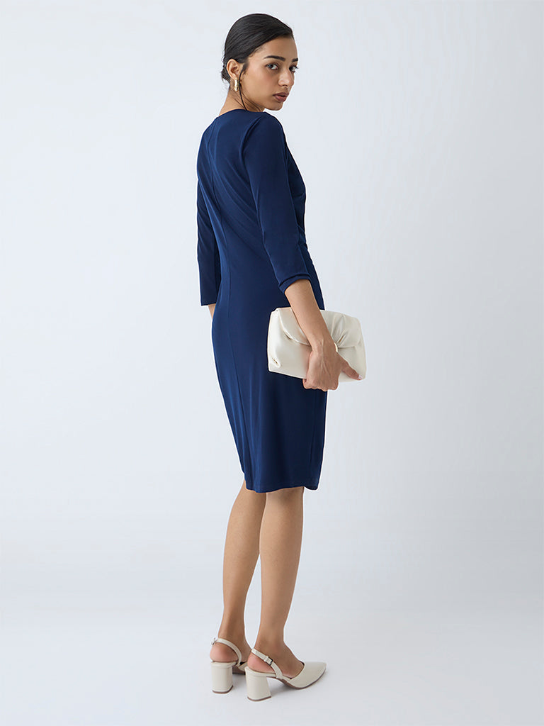 Wardrobe Navy Ruched Wrap-Style Dress