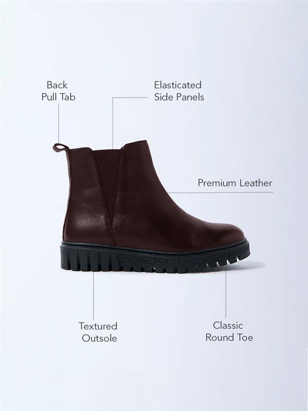 LUNA BLU Brown Chelsea Leather Boots