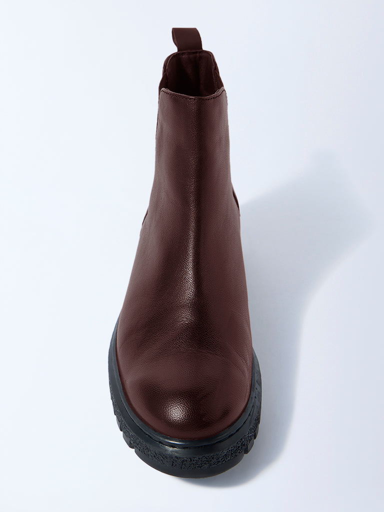 LUNA BLU Brown Chelsea Leather Boots