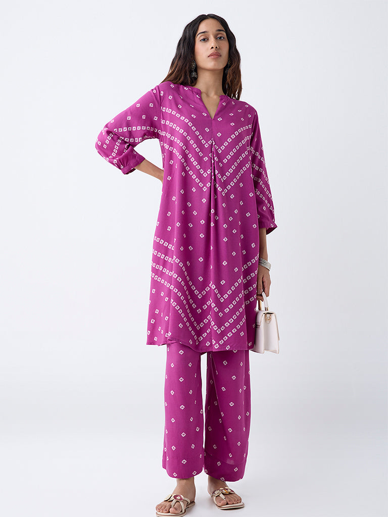 KNYA様 Buy Utsa Pink Bandhani Pattern Straight Kurta from Westside