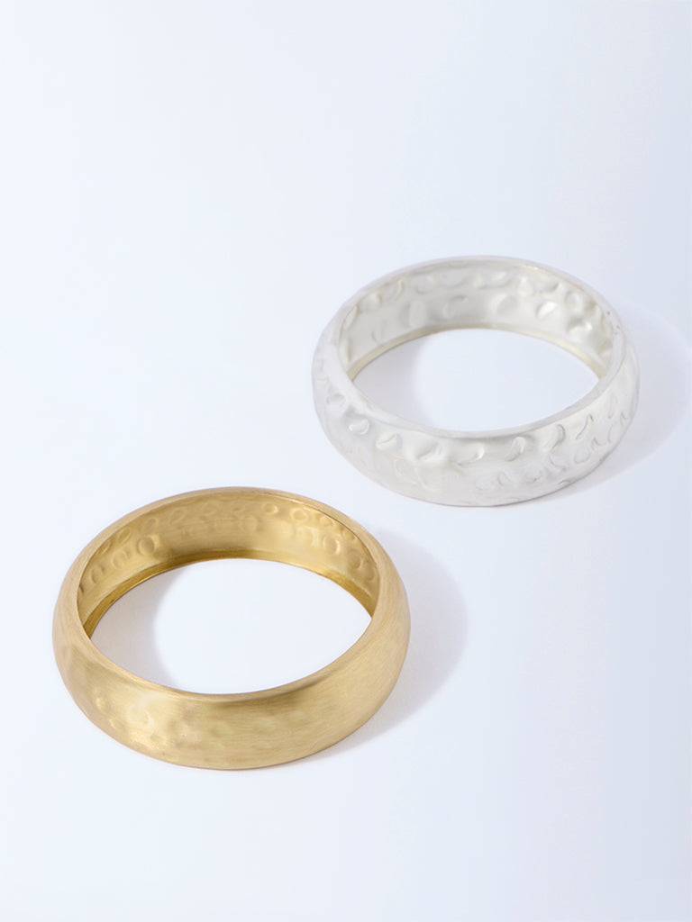 Westside Accessories Gold and Silver Textured Chunky Bangles Set - Pack of 2