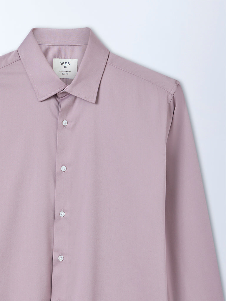 WES Formals Dusty Pink Slim-Fit Shirt