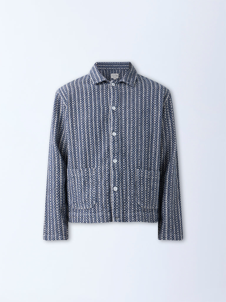 ETA Indigo Embroidered Relaxed-Fit Cotton Jacket