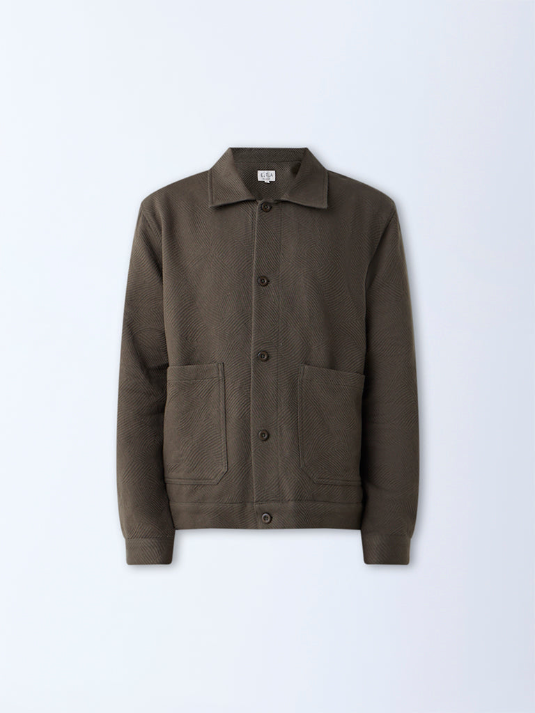 ETA Olive Textured Relaxed-Fit Cotton Jacket