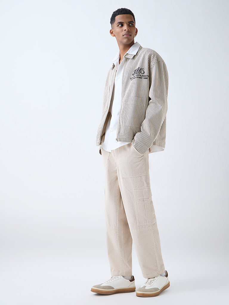 Buy Nuon Off-White Cargo-Style Relaxed-Fit Mid-Rise Corduroy Pants