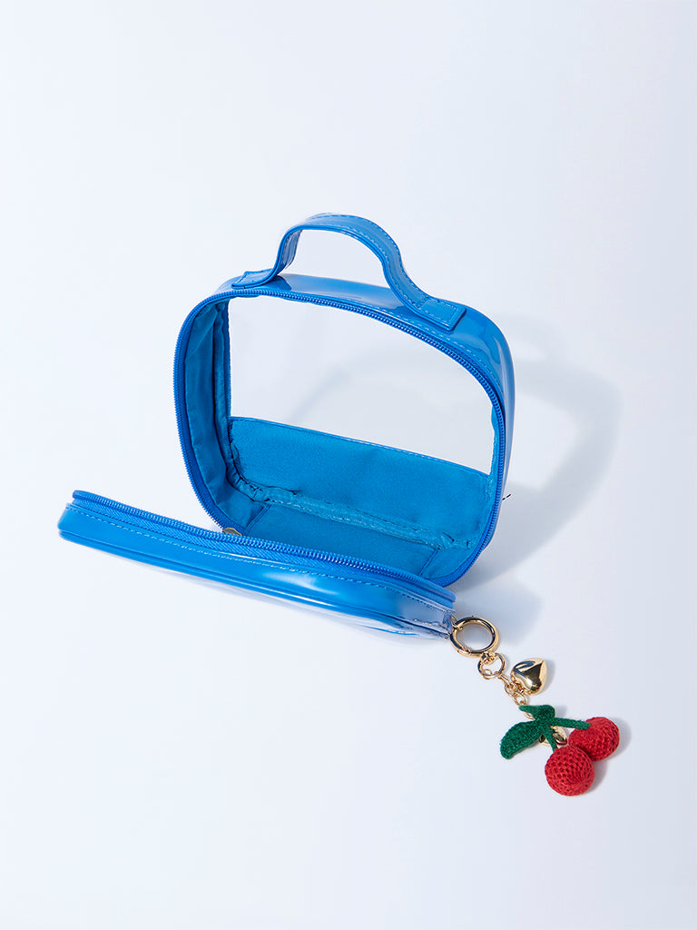 Studiowest Blue Transparent Pouch with Strawberry Bag Charm