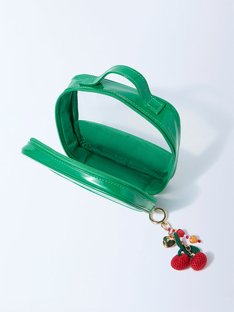Studiowest Green Transparent Pouch with Strawberry Bag Charm