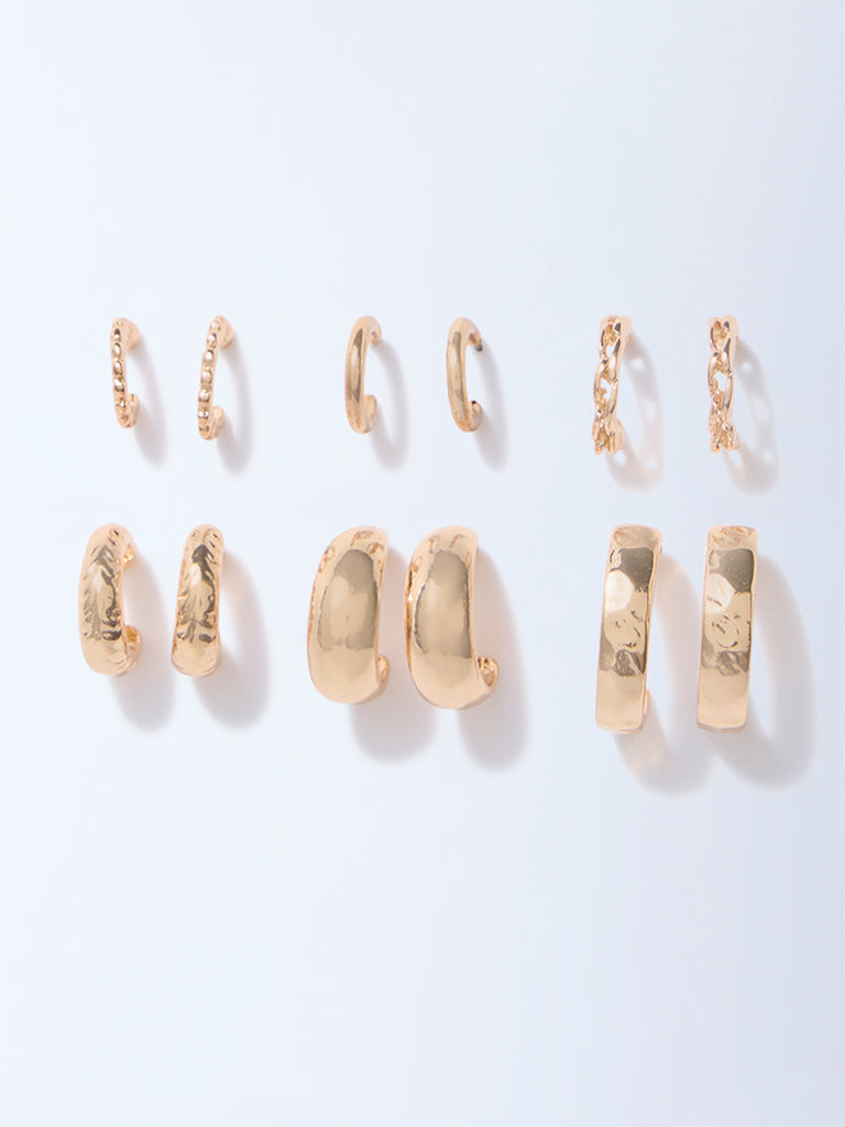 Buy Westside Accessories Gold Thin and Chunky Hoops Pack of