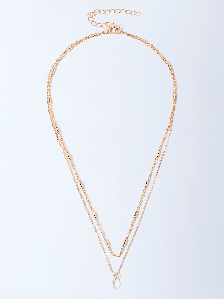 Buy Westside Accessories Gold Teardrop Pendant 2-Layer Chain