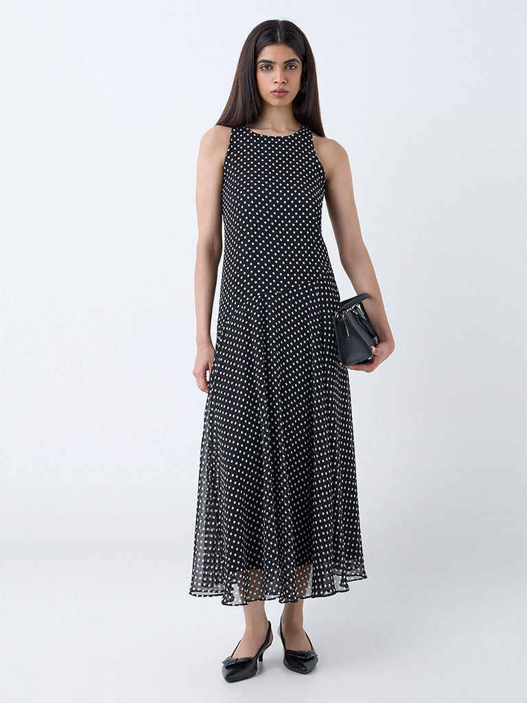 Buy Wardrobe Black Polka Dotted Drop-Waist Dress from Westside Buy Wardrobe Black Polka Dotted Drop-Waist Dress from Westside
