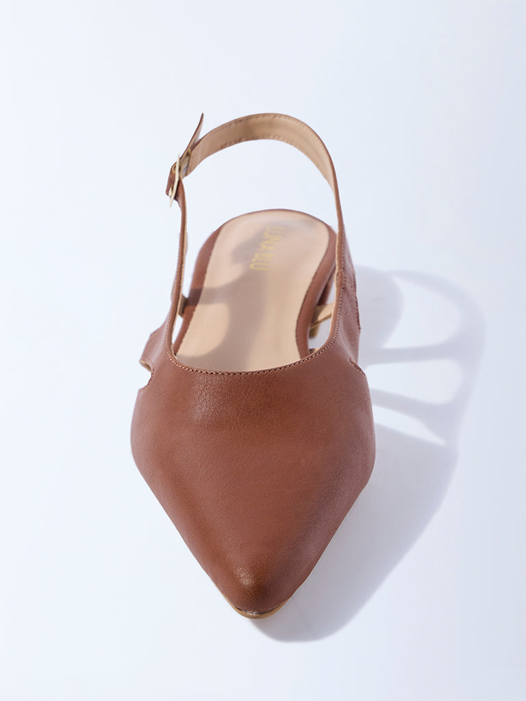 LUNA BLU Tan Slingback Mules