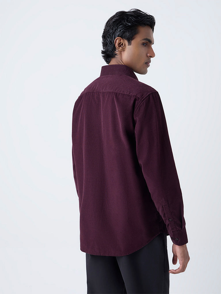 Ascot Wine Relaxed-Fit Cotton Shirt