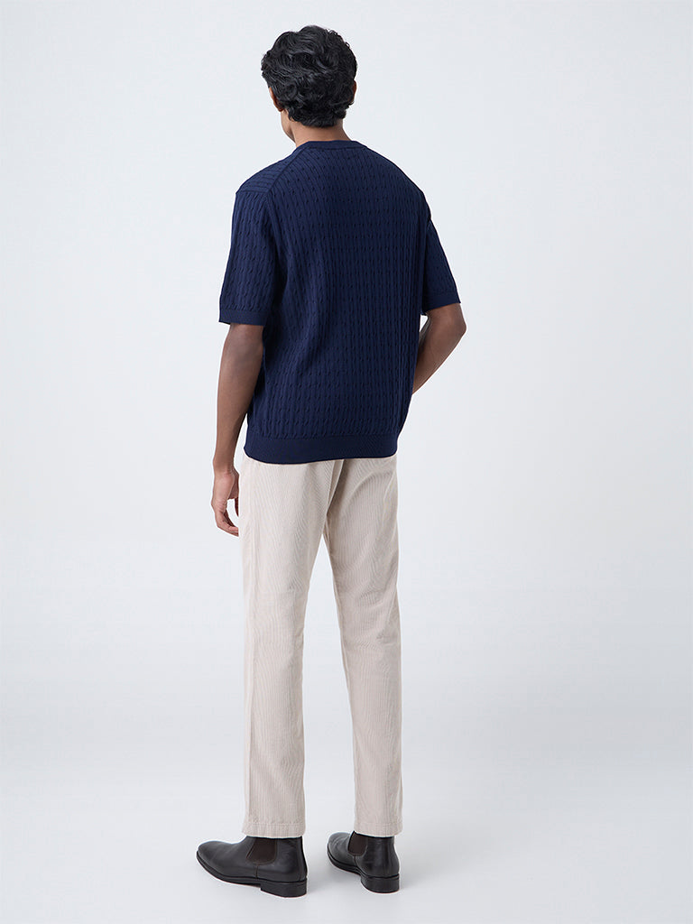 Ascot Beige Mid-Rise Relaxed-Fit Corduroy Chinos
