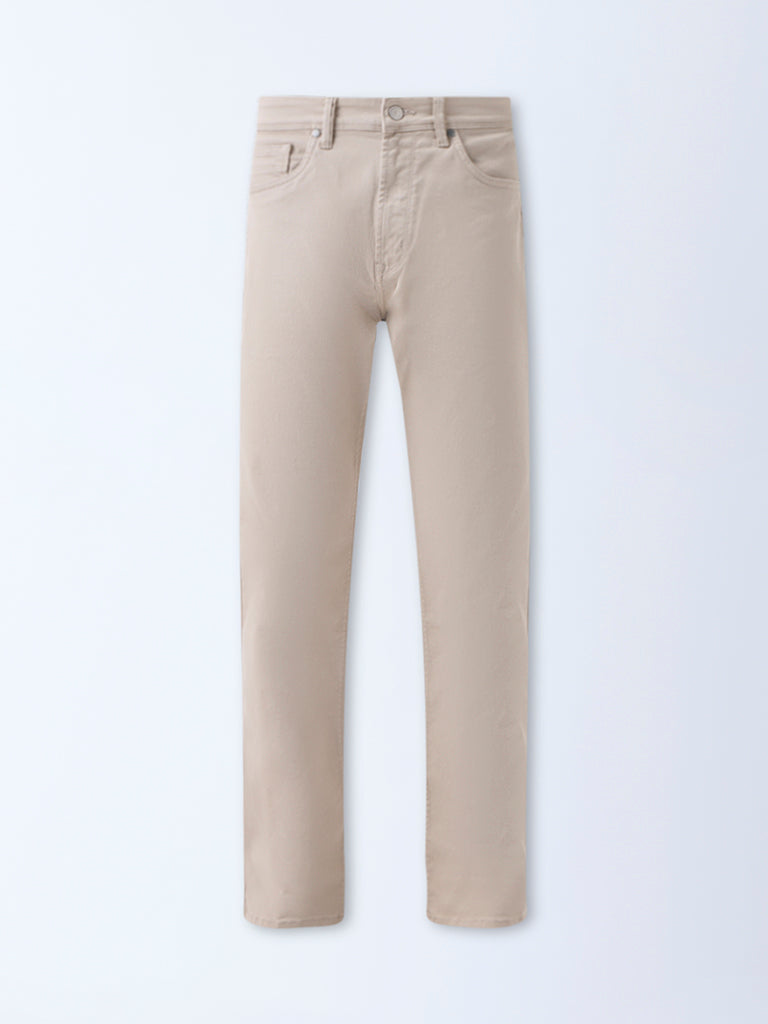 Ascot Beige Relaxed-Fit Mid-Rise Jeans