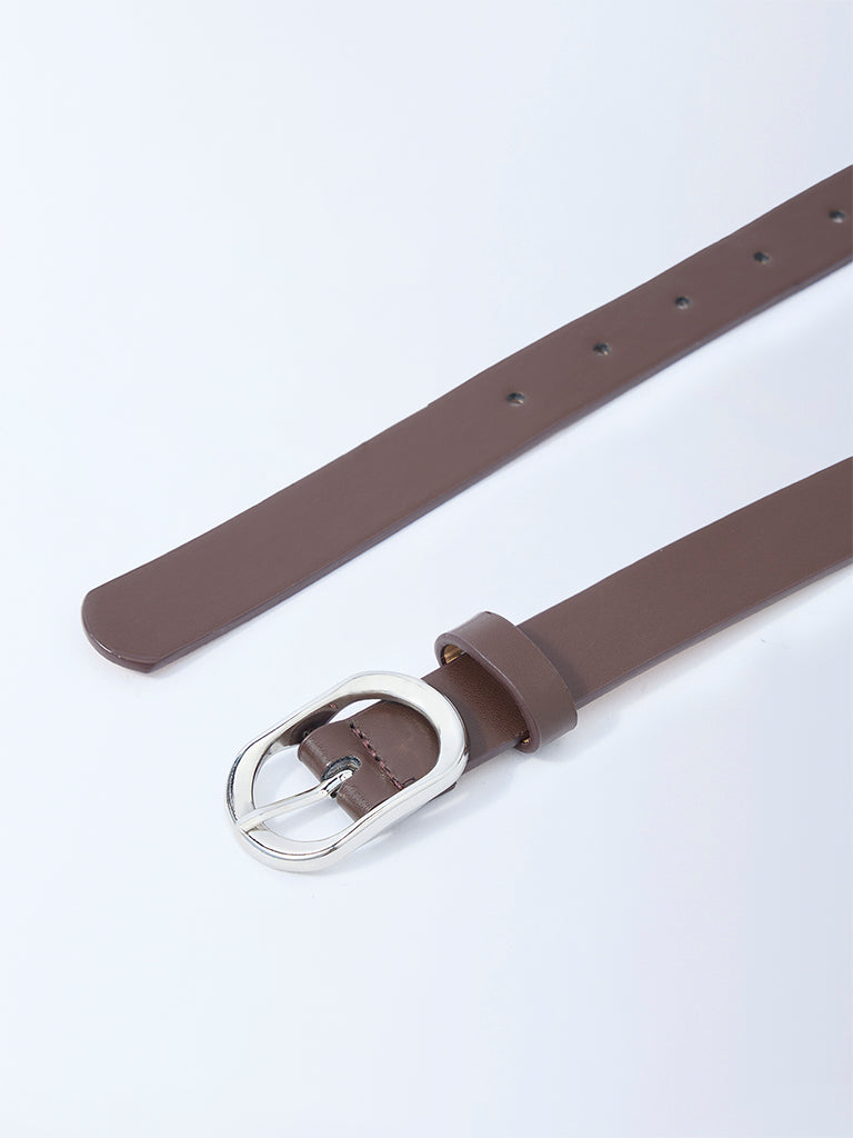 Westside Accessories Brown Oval Buckle Belt