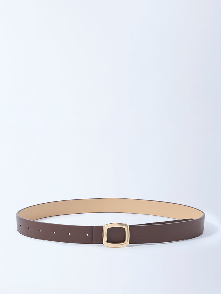 Westside Accessories Brown Square Buckle Belt