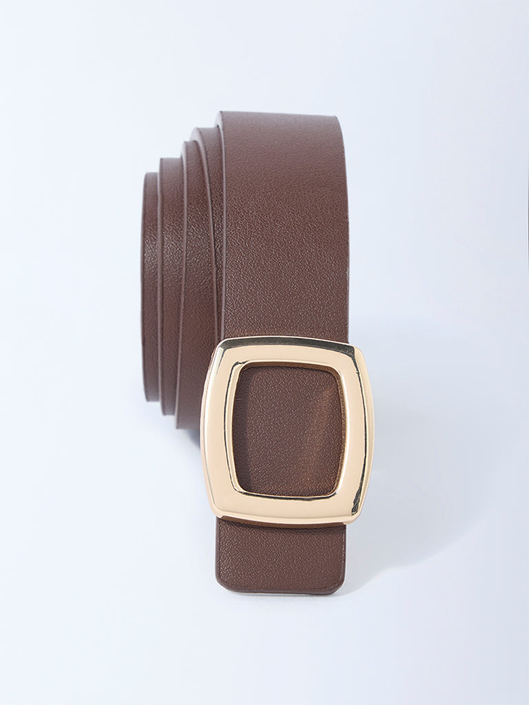 Westside Accessories Brown Square Buckle Belt
