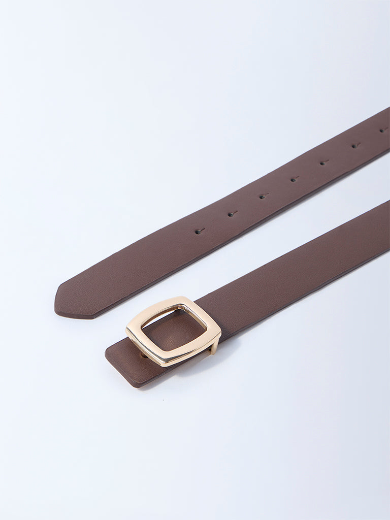 Westside Accessories Brown Square Buckle Belt