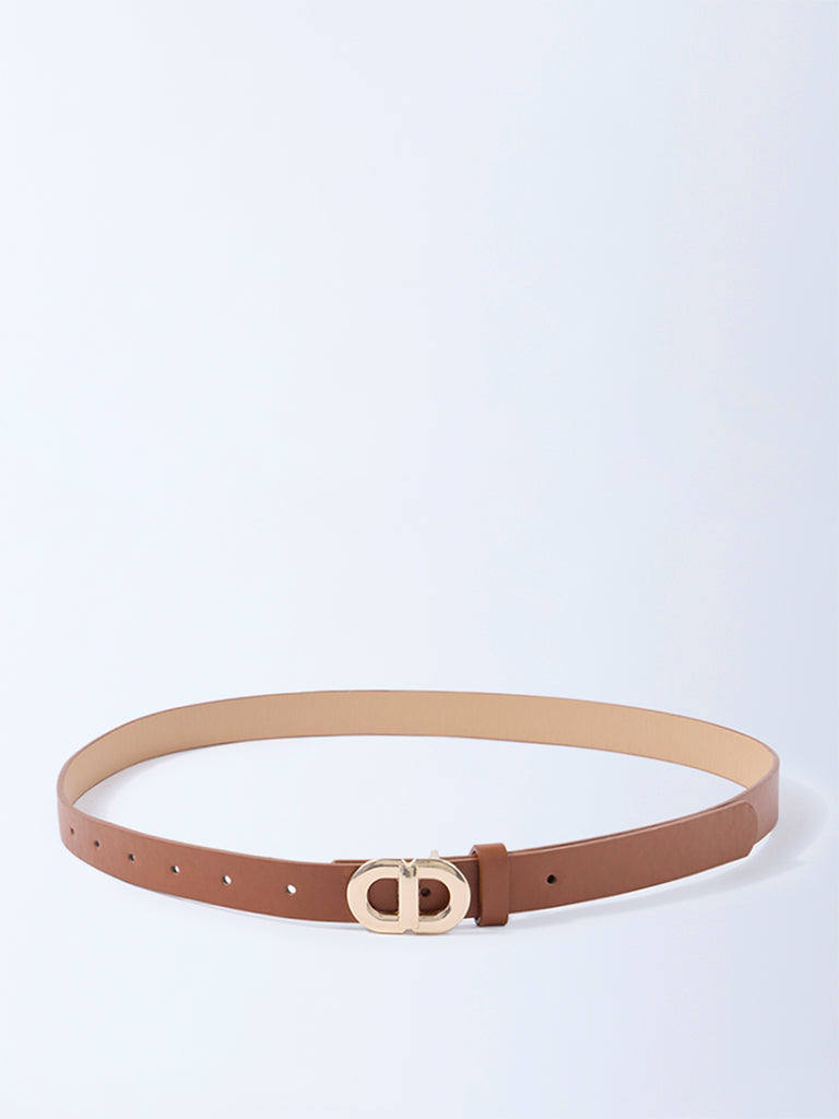 Westside Accessories Tan Buckle-Detailed Belt