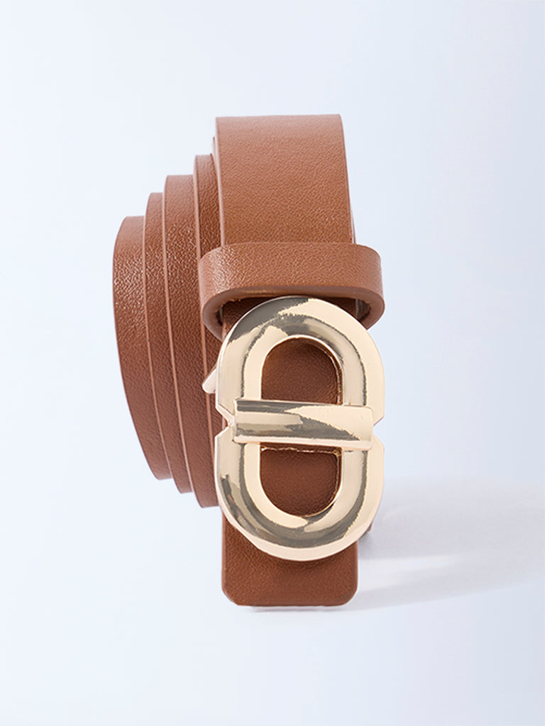 Westside Accessories Tan Buckle-Detailed Belt