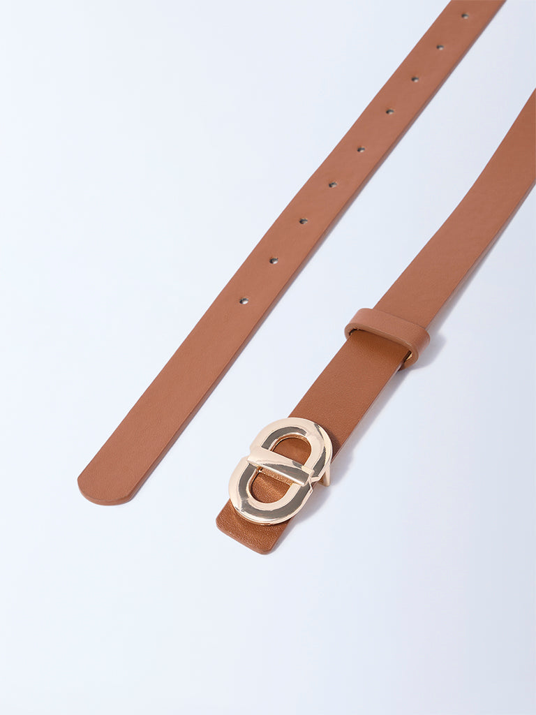 Westside Accessories Tan Buckle-Detailed Belt