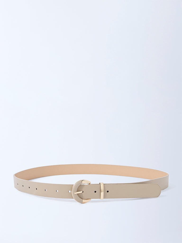 Westside Accessories Beige Dual-Tone Buckle Textured Belt