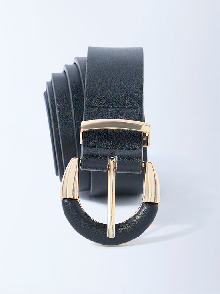 Westside Accessories Black Dual-Tone Buckle Textured Belt