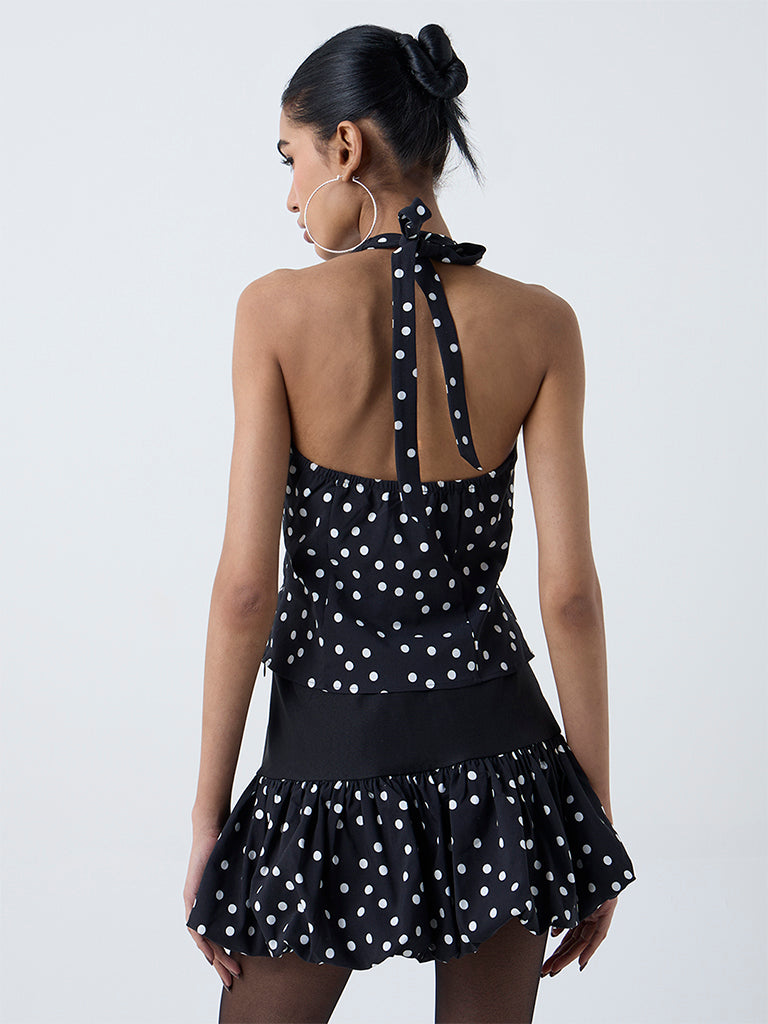 Buy Nuon Black Polka Dots HalterNeck Top from Westside — free download