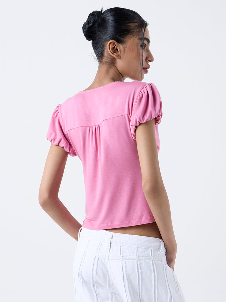 Nuon Pink Ruched Top