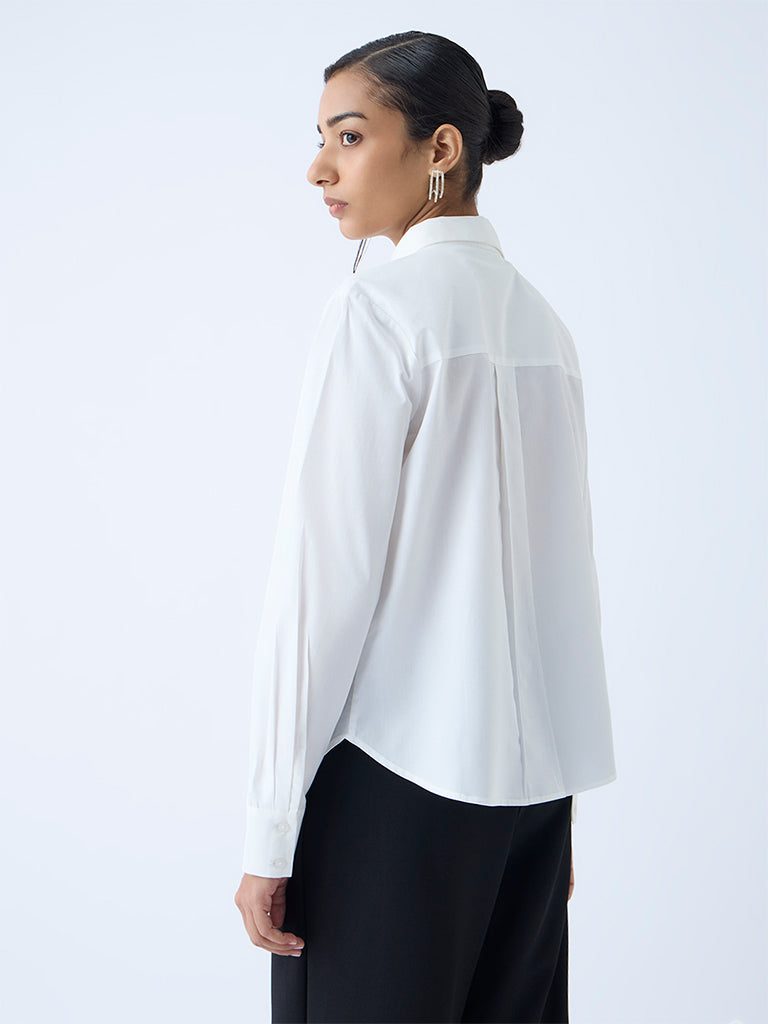 Wardrobe White Diamante-Detailed Cotton Shirt