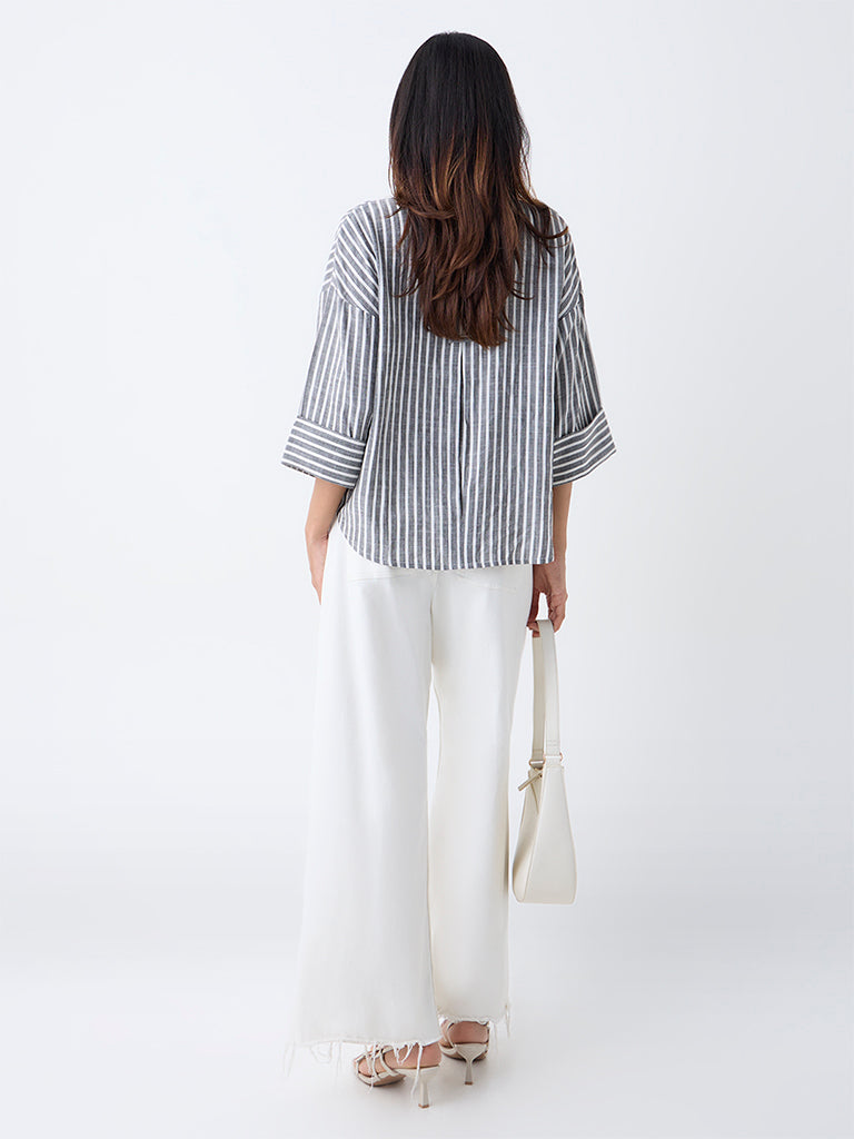 LOV Grey Striped Blouse