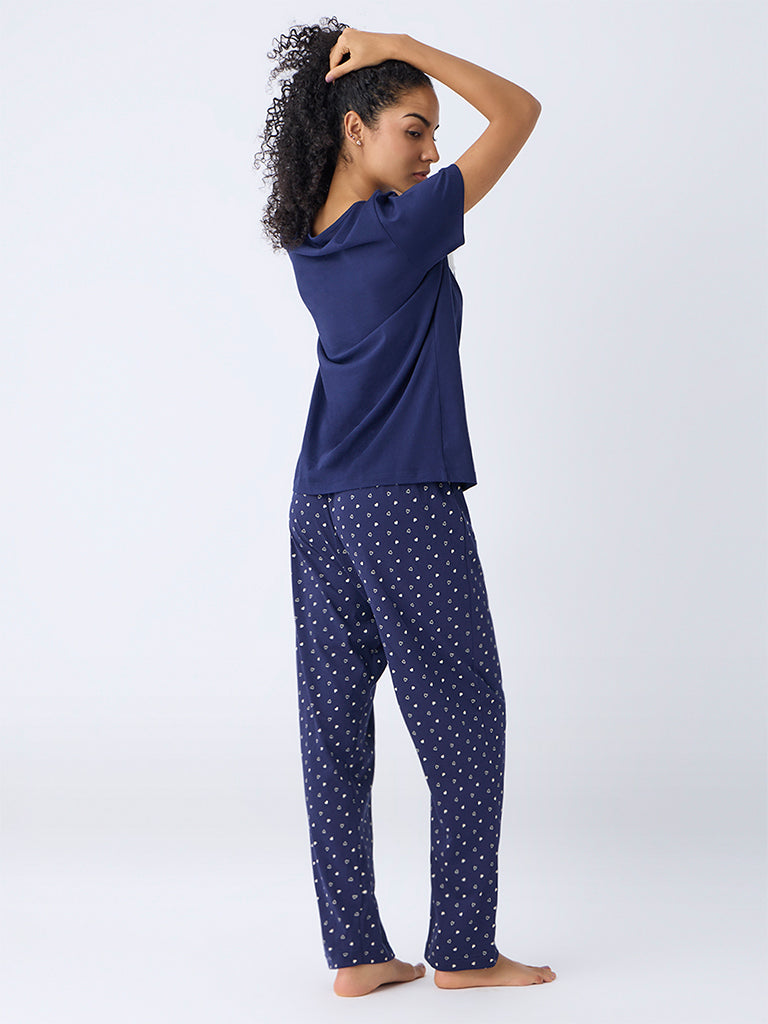 Wunderlove Navy Koala Bear Cotton T-Shirt and Pyjama Set