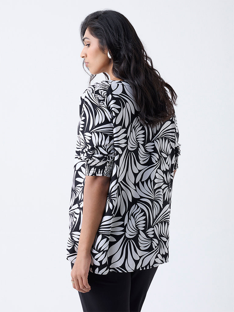 Gia Black Printed Blouse