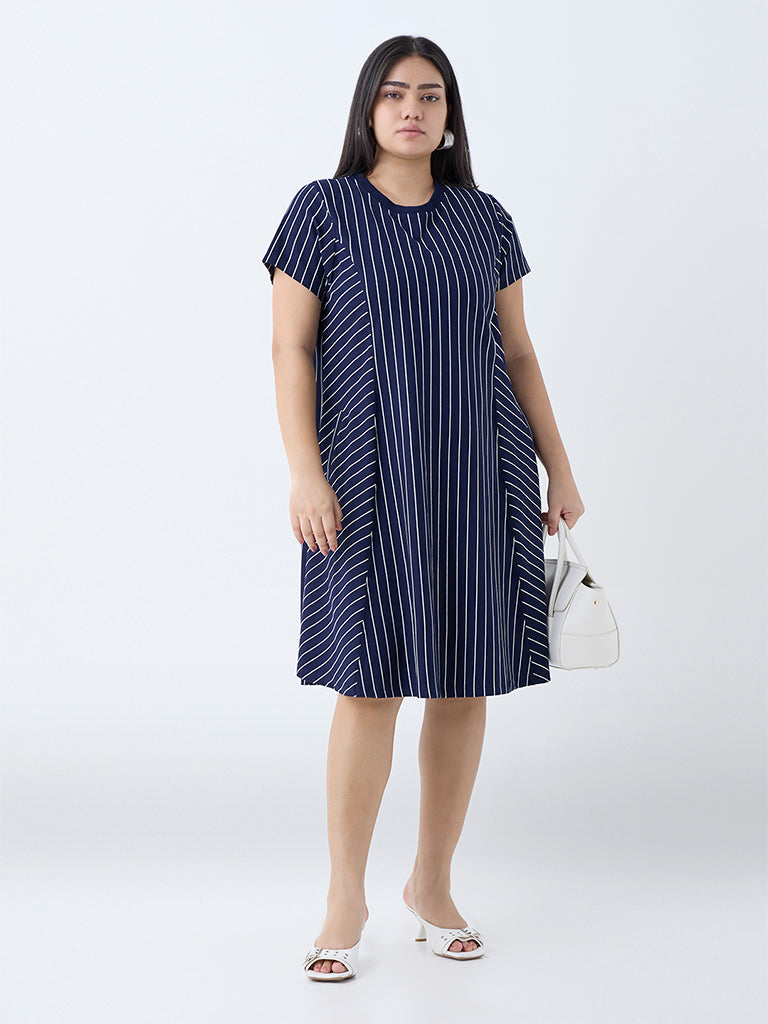 Gia Navy Stripe Shift Dress