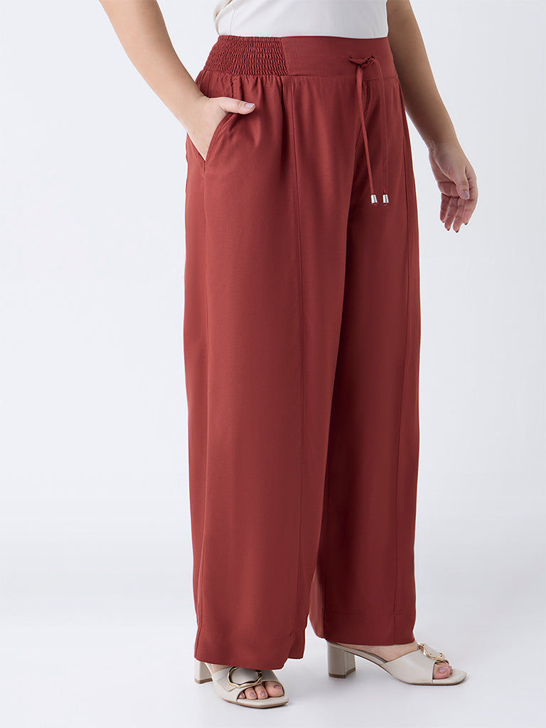 Gia Rust Solid High-Rise Pants