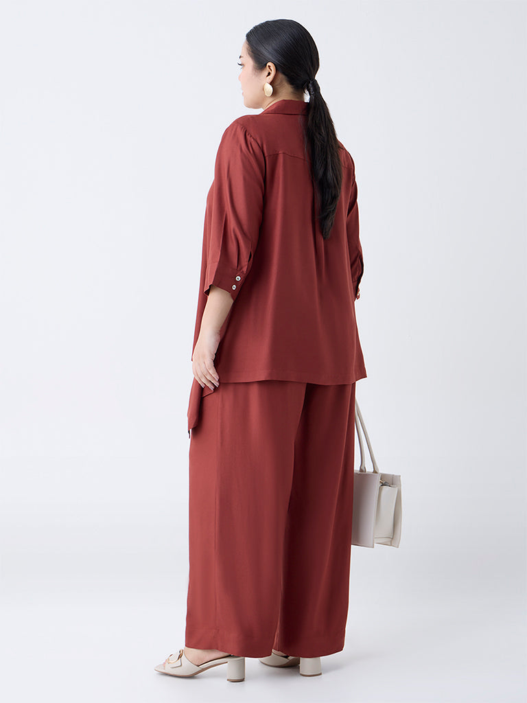 Gia Rust Solid High-Rise Pants